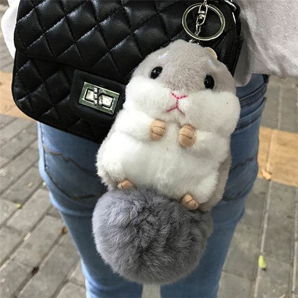 Rabbit Keychain Ring Fluffy Real Fur Pompon Bunny Trinket Key Chain Charm  Cute Key Ring On Bag Car Key Pendant